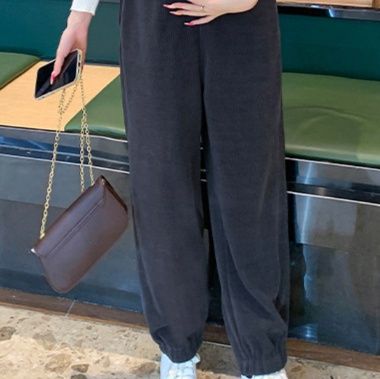 サロペット 裾リブゴムワイドシルエット胸ポケット付きオーバーオール