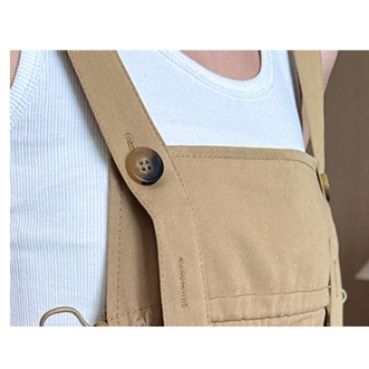 サロペット 多機能ポケット付きゆったりワイドオーバーオール