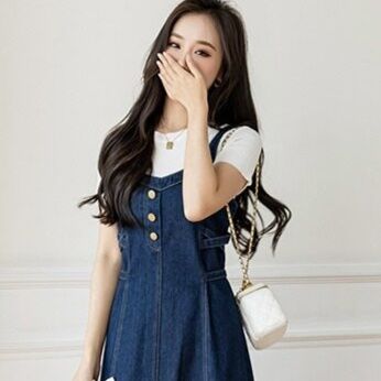 サロペット デニム風サロペットマタニティワンピース