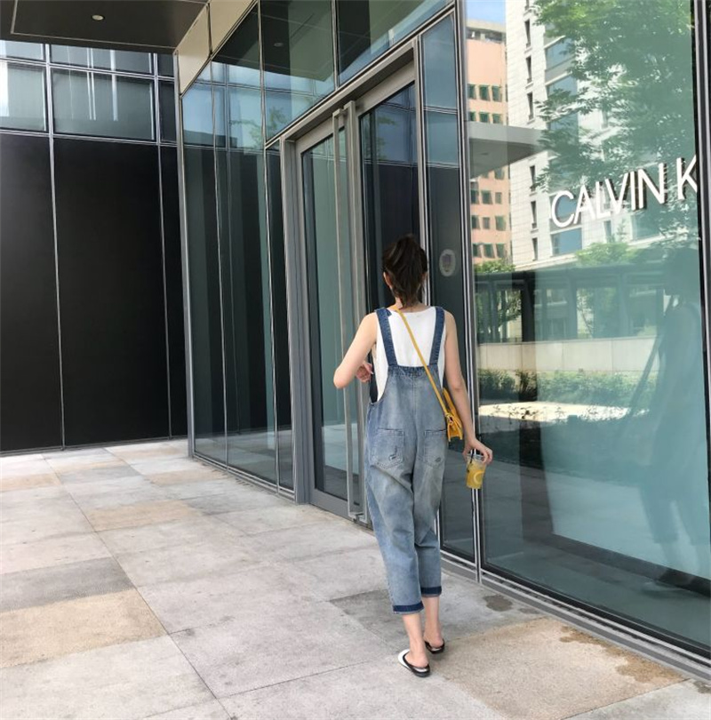 ゆったりデニムサロペット レディース 体型カバー つりズボン