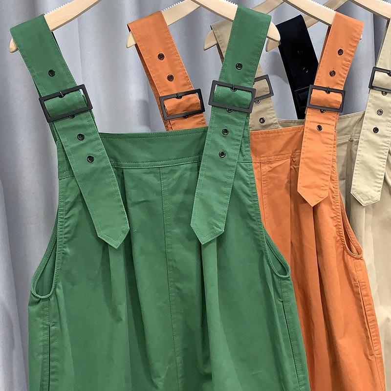 サロペット フラップポケット付きゆったりストレートオーバーオール