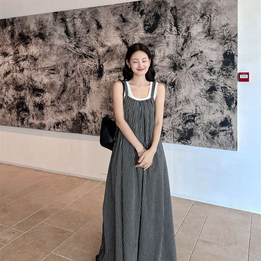 レトロシック ストライプサロペット