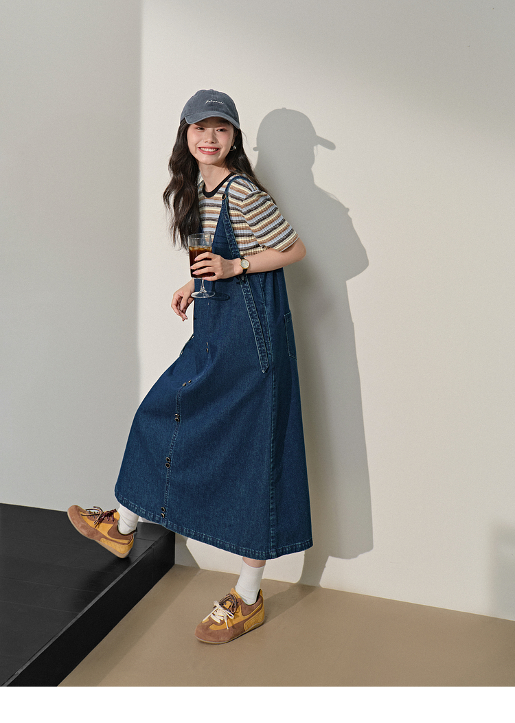 サロペット 前開きデザイン サロペットワンピース