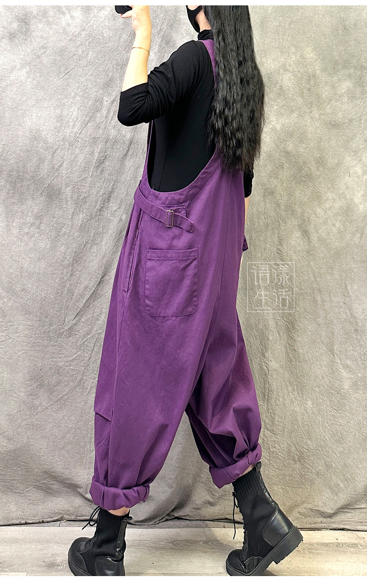 サロペット 大きいサイズゆったりワイドシルエット調節可能肩紐オーバーオール