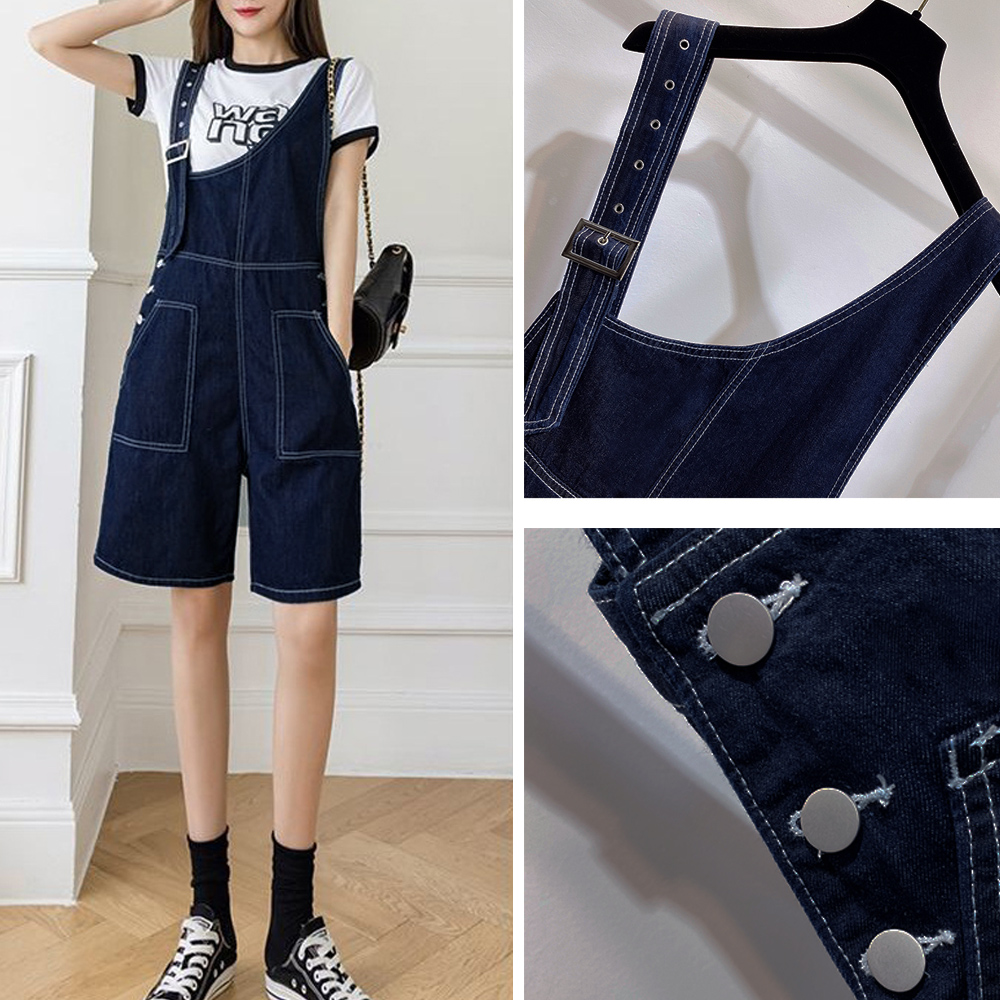 デニムサロペット レディース ショートパンツ カジュアル