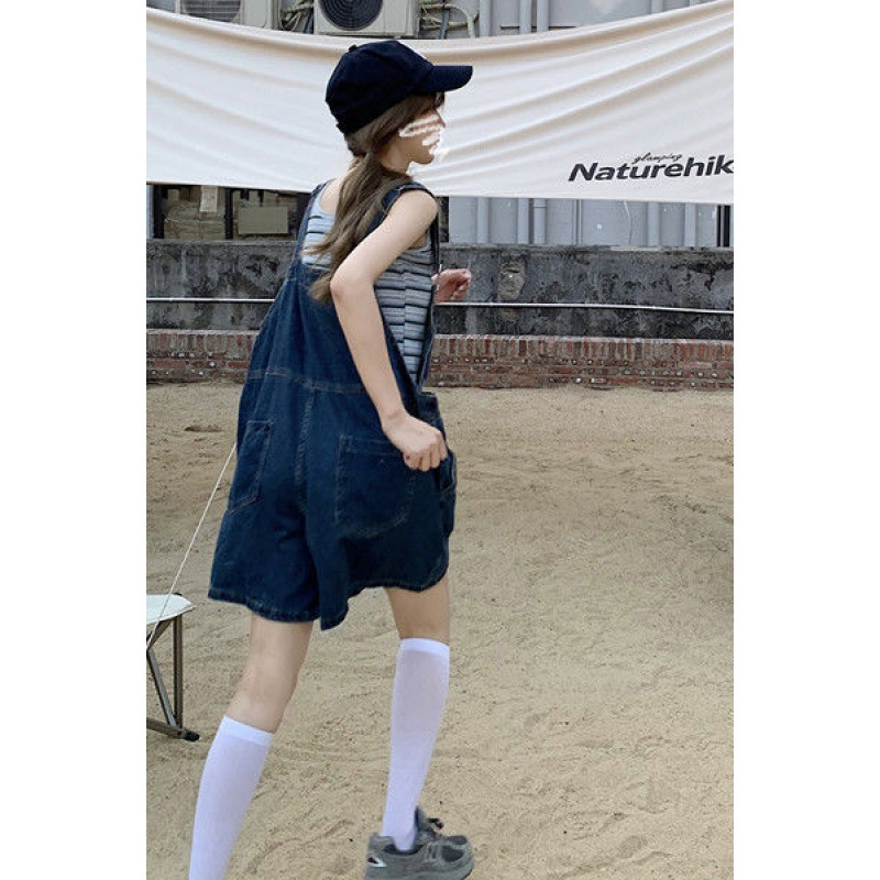 サロペット ゆったりショート丈サロペット