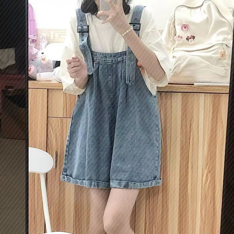 サロペット ゆったりショート丈サロペット