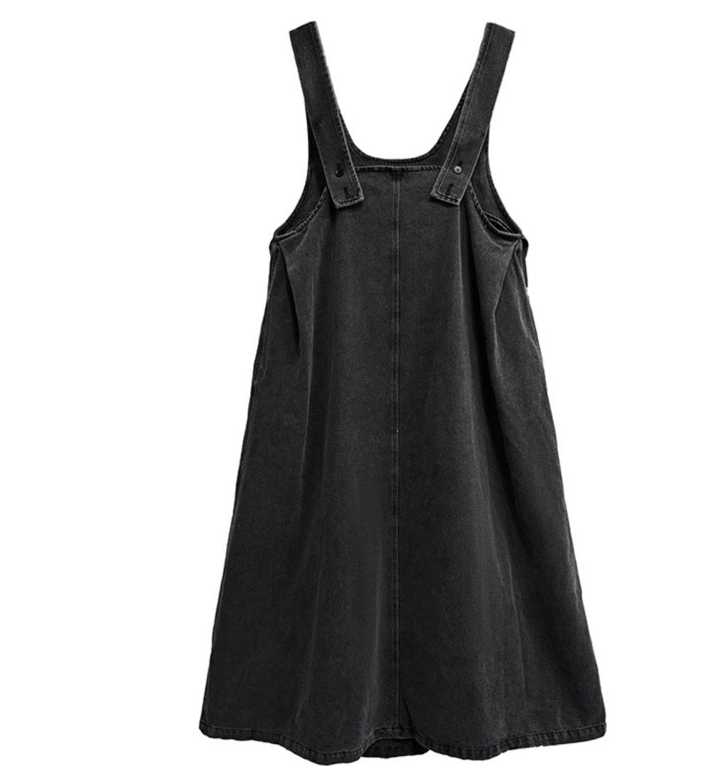 デニムサロペットワンピース ロング丈 レディース