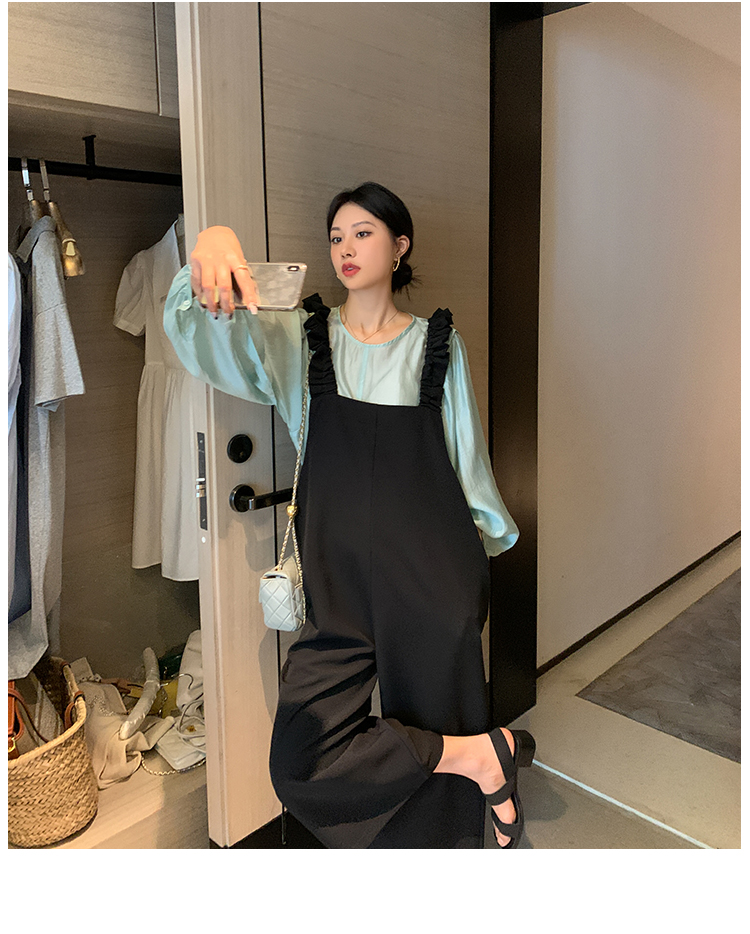 サロペット フリルショルダー マタニティサロペット