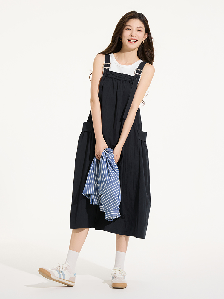 サロペット ゆったりシルエットサロペットワンピース