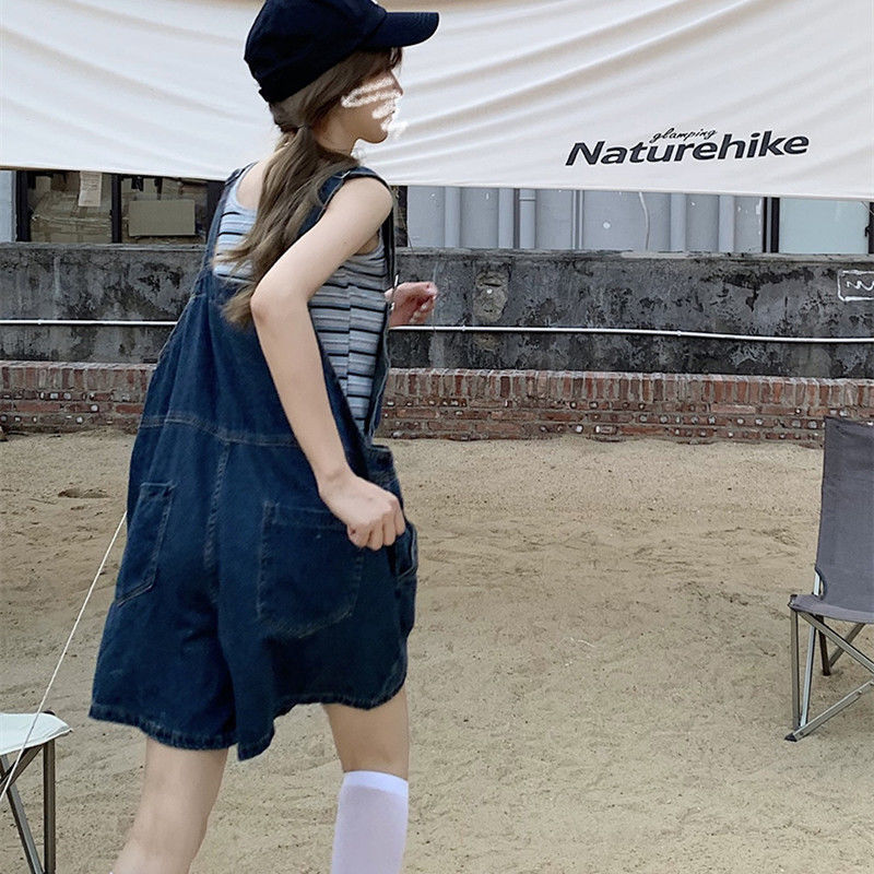 サロペット ゆったりショート丈サロペット