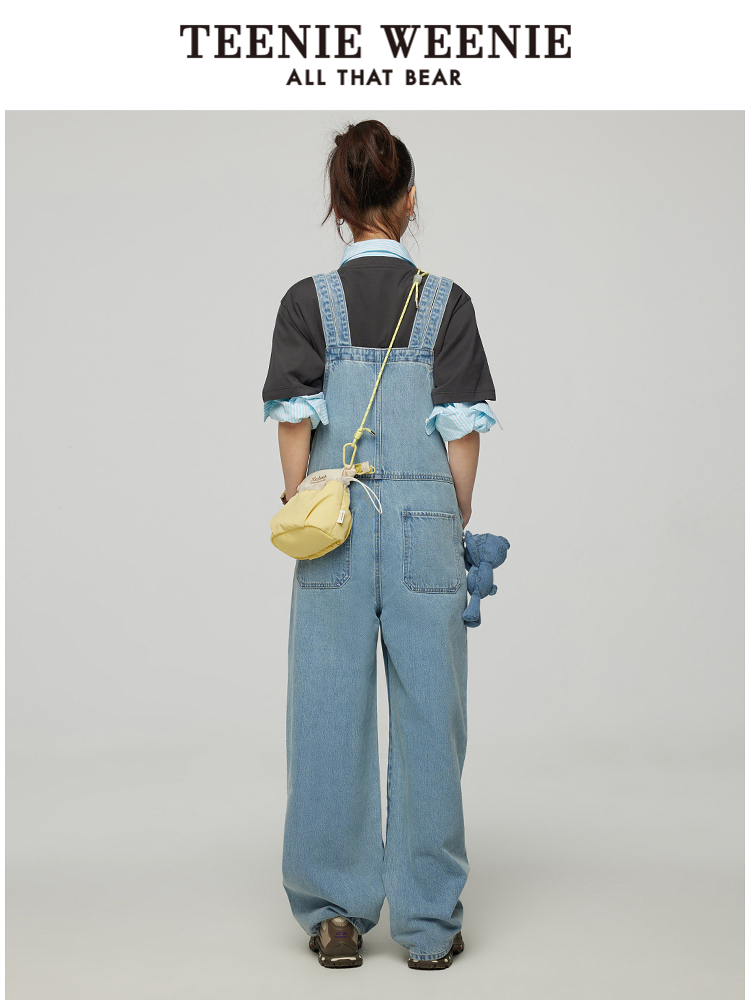 サロペットパンツ ゆったりシルエット 肩ひもデニムサロペット