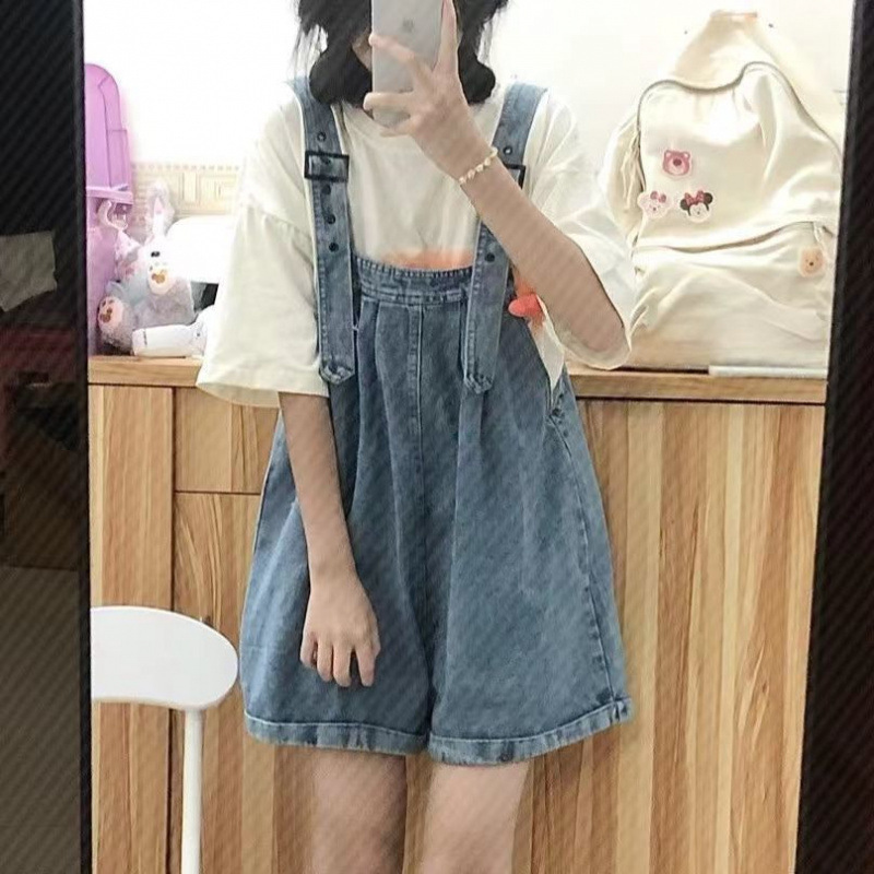 サロペット ゆったりショート丈サロペット