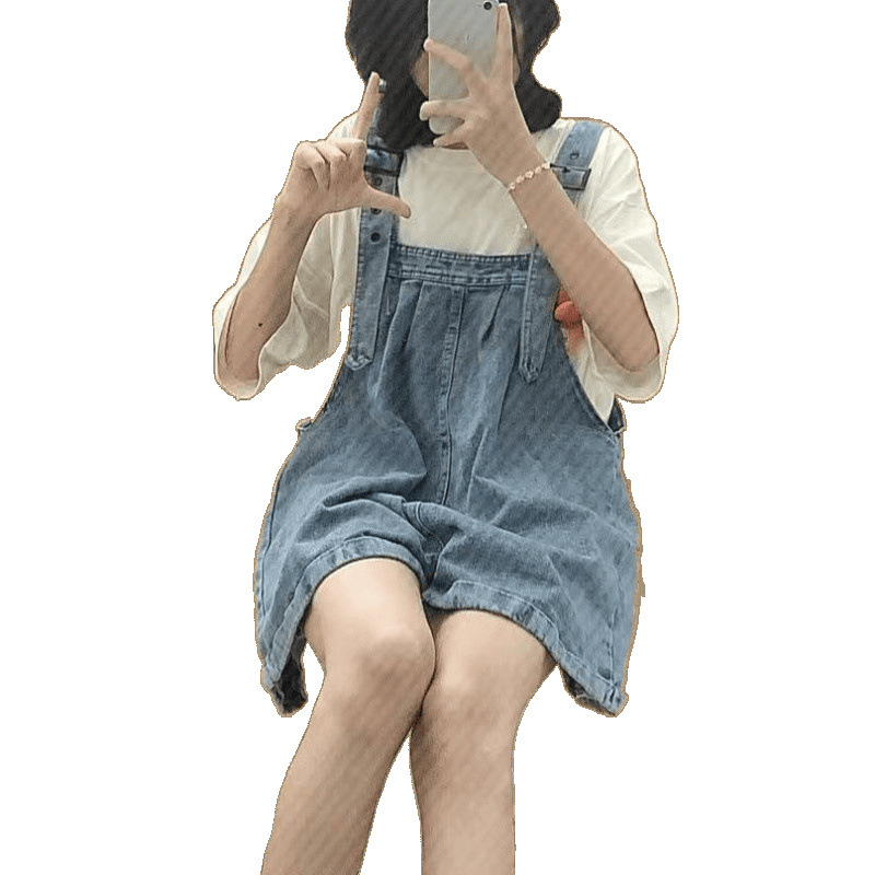 サロペット ゆったりショート丈サロペット