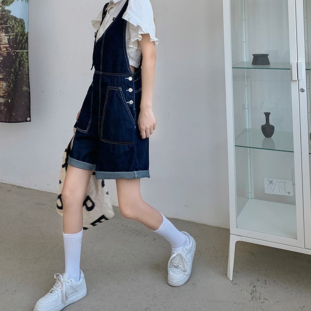 デニムサロペット レディース ショートパンツ カジュアル
