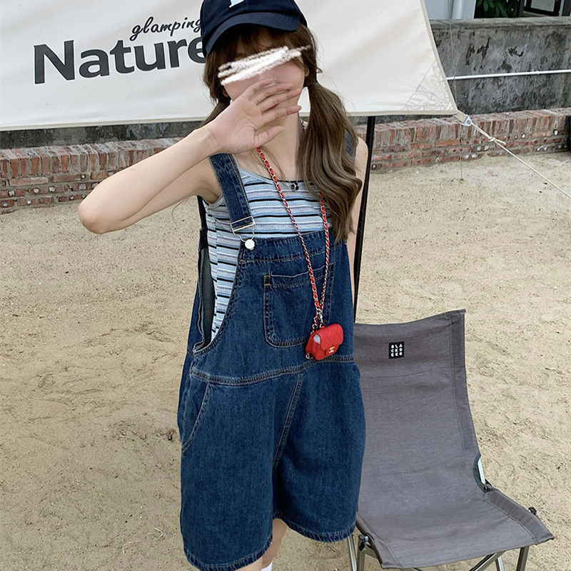 サロペット ゆったりショート丈サロペット