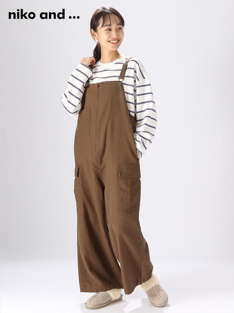 サロペット ゆったりシルエット調節可能サロペット