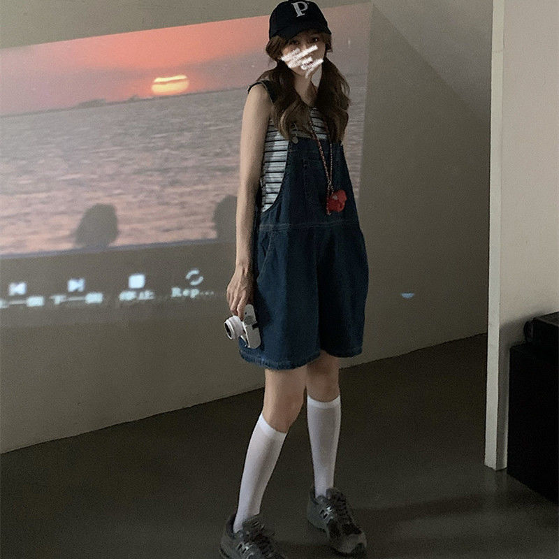 サロペット ゆったりショート丈サロペット