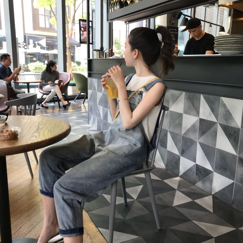 ゆったりデニムサロペット レディース 体型カバー つりズボン