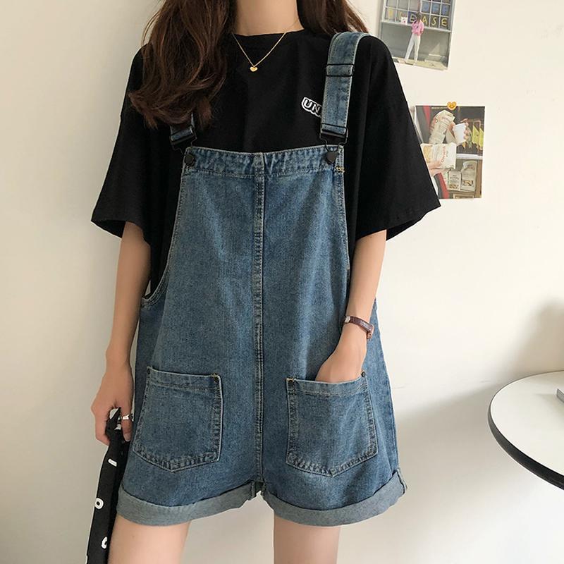 サロペット ゆったりショート丈サロペット