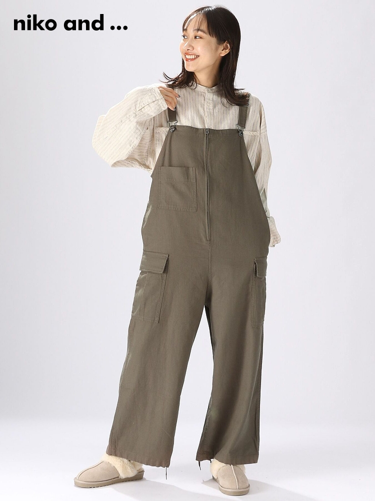 サロペット ゆったりシルエット調節可能サロペット