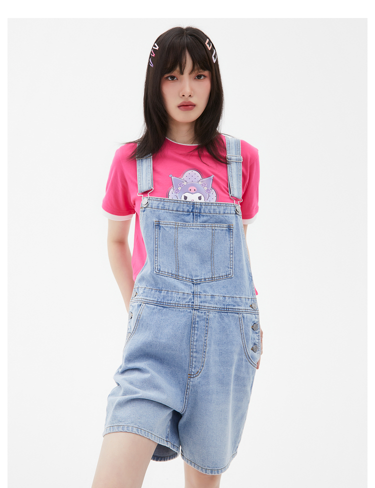 サロペットパンツ カジュアル夏用ショートサロペット