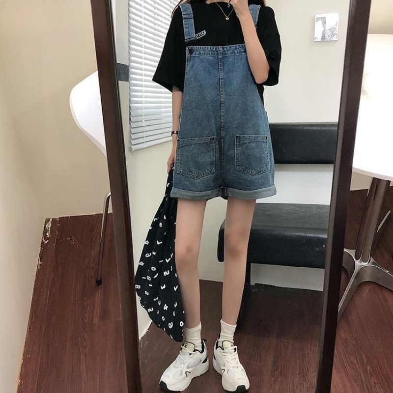 サロペット ゆったりショート丈サロペット