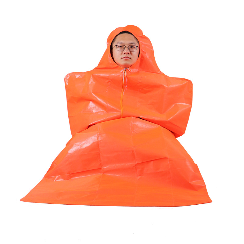 シュラフ 全身保温防災用防寒シュラフ頭部保護付き