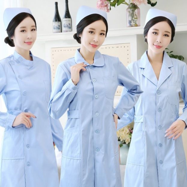白衣 医療従事者向け長袖ロングコート型白衣