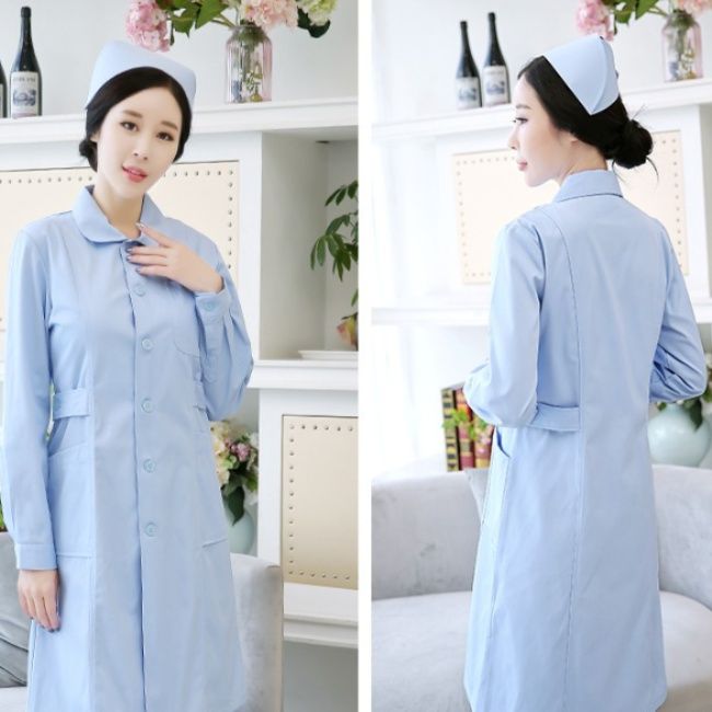 白衣 医療従事者向け長袖ロングコート型白衣