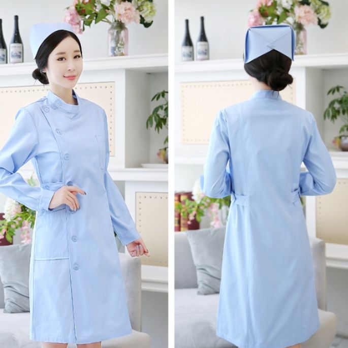 白衣 医療従事者向け長袖ロングコート型白衣