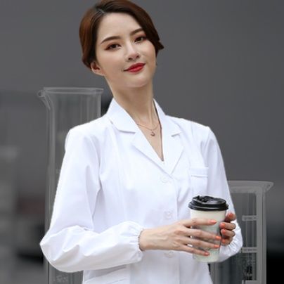 白衣 医療従事者向け印字対応長袖白衣コート