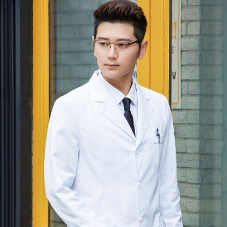 白衣 男女兼用長袖襟付き医療用白衣ロングコート