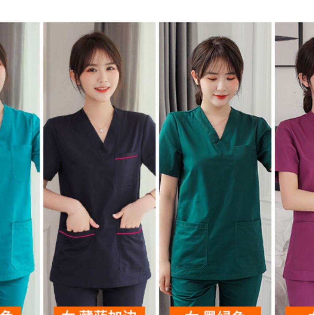 白衣 純綿素材ゆったり着心地スクラブ上下セット