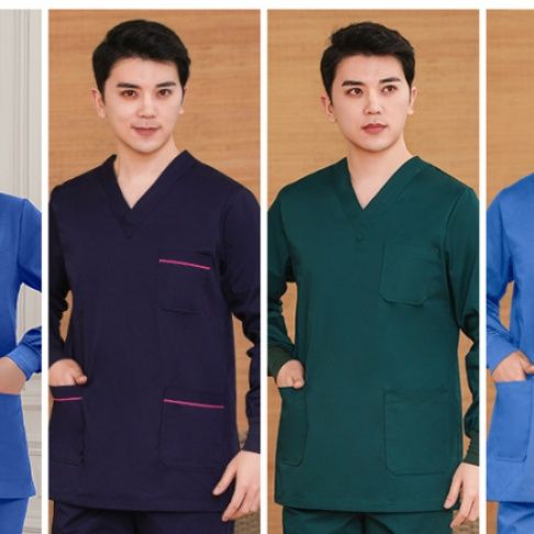 白衣 純綿素材ゆったり着心地スクラブ上下セット