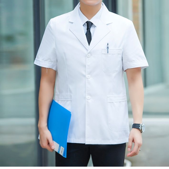 白衣 半袖テーラードカラー白衣ケーシー医療用