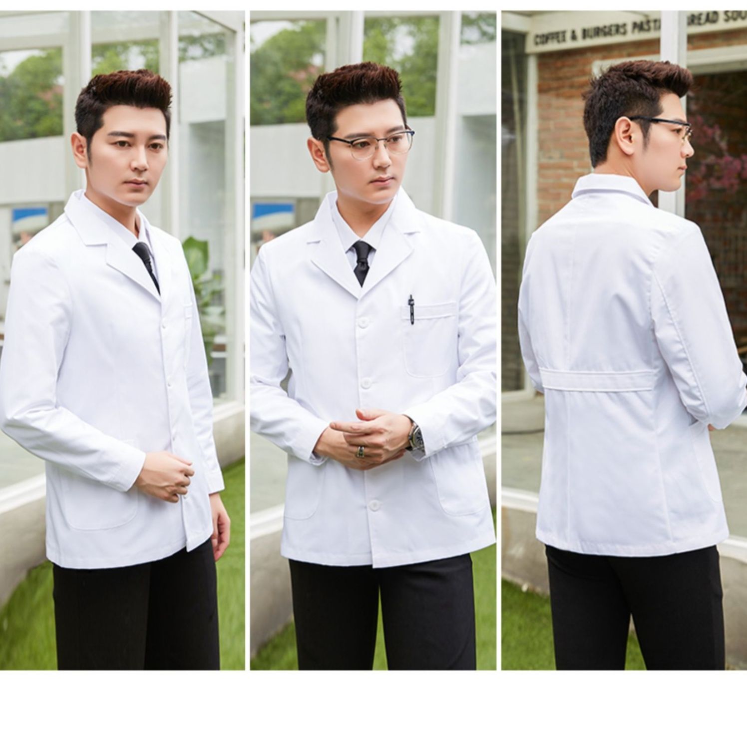 白衣 半袖テーラードカラー白衣ケーシー医療用