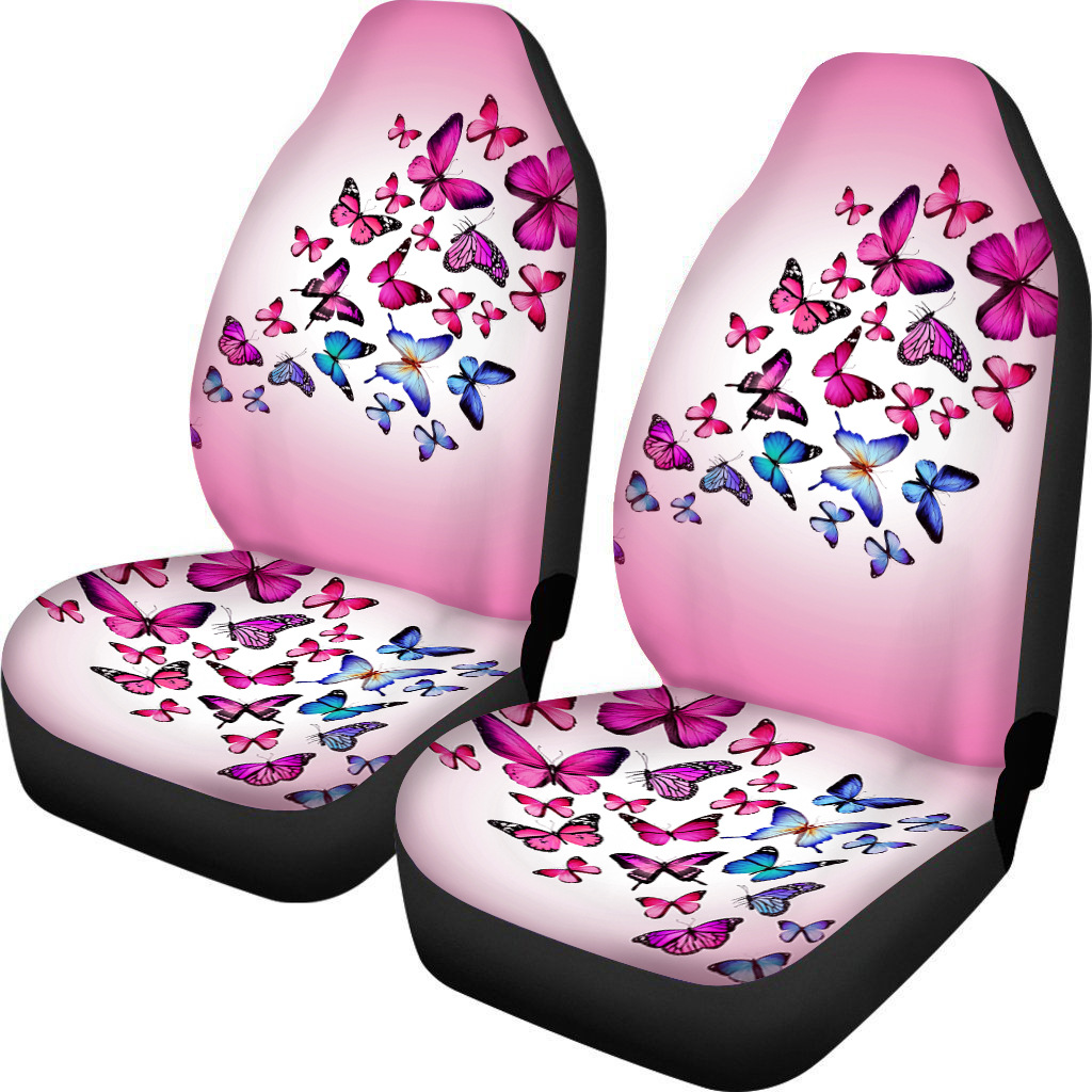 車シートカバー 蝶と花の幻想的な刺繍デザイン助手席用カバー