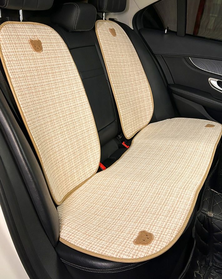 車シートカバー 後部座席 くまモチーフ 四季通用シートカバー