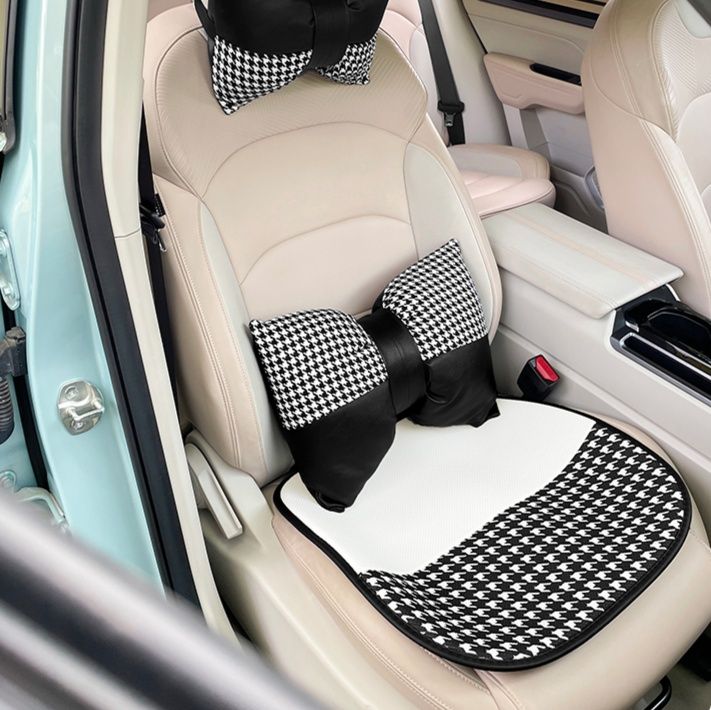 車シートカバー 千鳥格子柄プレミアムシートクッション