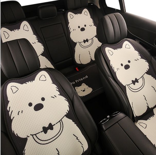 車シートカバー ふわもこ犬キャラクター後部座席カバー