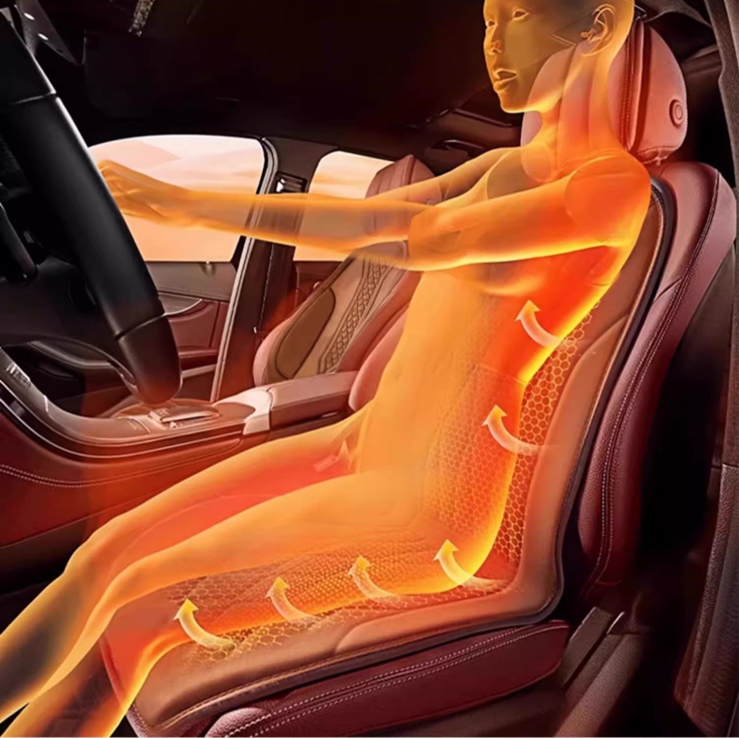 車シートカバー 炭晶石墨烯加熱機能付き運転席シートカバー
