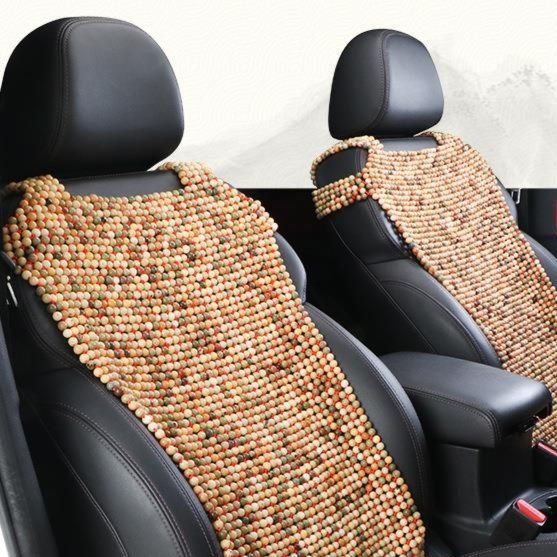 車シートカバー 天然木製ビーズ編み込み式運転席専用シートカバー