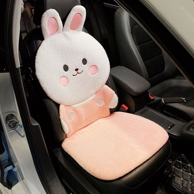 車シートカバー 可愛いうさぎデザイン背もたれ付き運転席用シートカバー