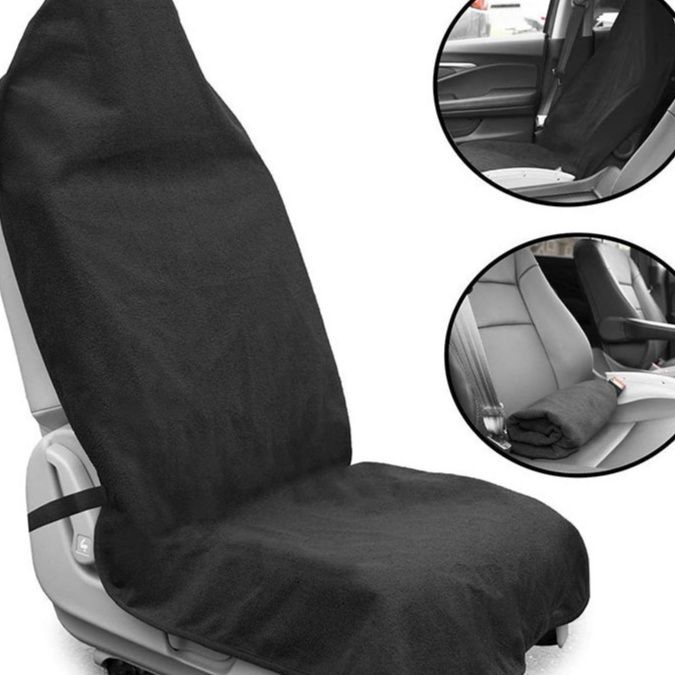 ふわふわ起毛素材の防水車シートカバー前席用