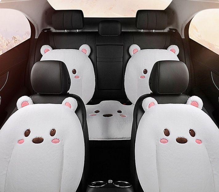 車シートカバーもちもち動物フェイス付きふわふわカバー