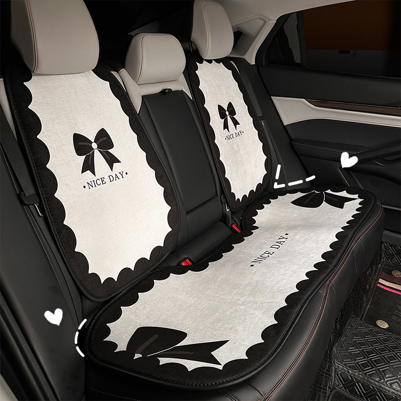車シートカバー 大きなリボンモチーフ付きフリル装飾運転席用シートカバー