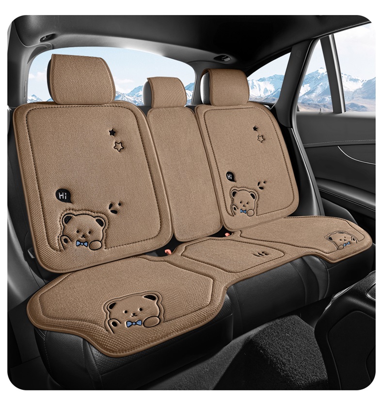 車シートカバー クマ柄刺繍入り後部座席シートカバー