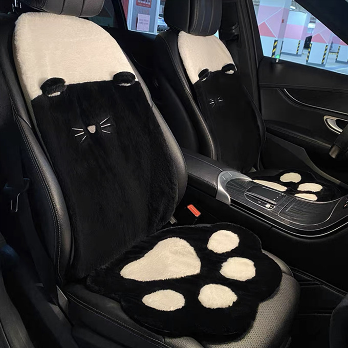 車シートカバー 猫の肉球デザイン もこもこ助手席用シートカバー
