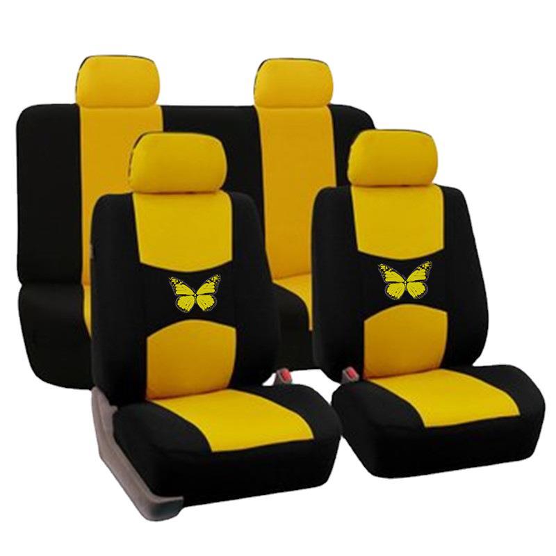 車シートカバー 蝶々刺繍入り配色切替デザイン助手席用シートカバー
